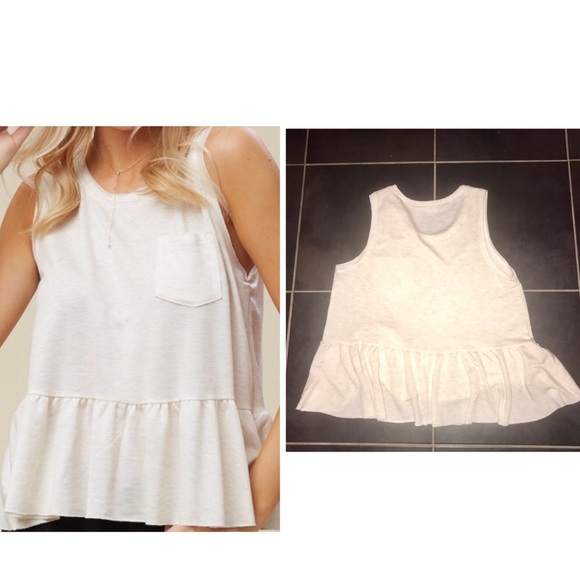 Altar'd State Tops - Altar'd State Oatmeal Pretty Peplum Tank Top-S
